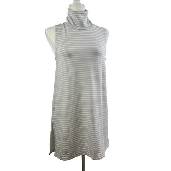 Garnet Hill Striped Turtleneck Tunic Top Sleeveless Small Tencel Preppy Office - Picture 10 of 12